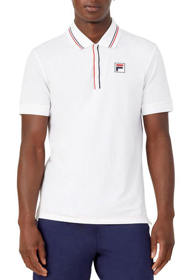 Fila Heritage Jacquard Men's Polo Shirts - White,NZ 327-27980